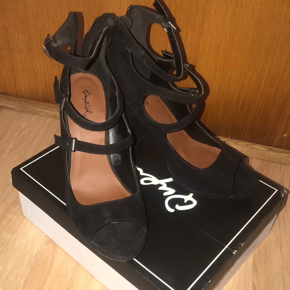 Suede Black Heels